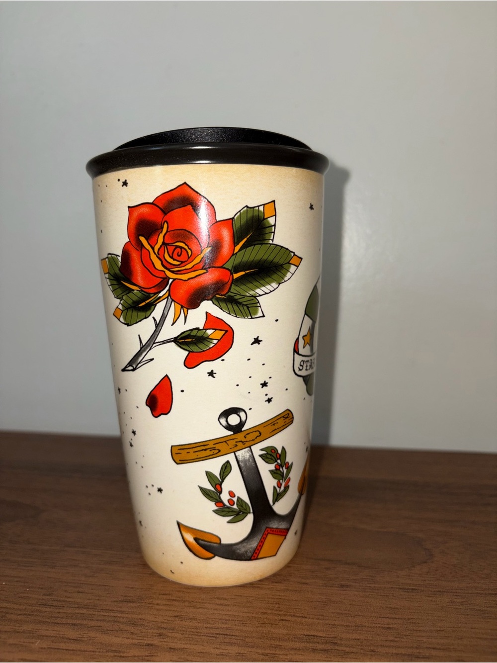Starbucks Ed Hardy 2015 Mermaid Coffee Mug Siren Sailor Rose Tattoo Ceramic 12oz - Picture 2 of 8